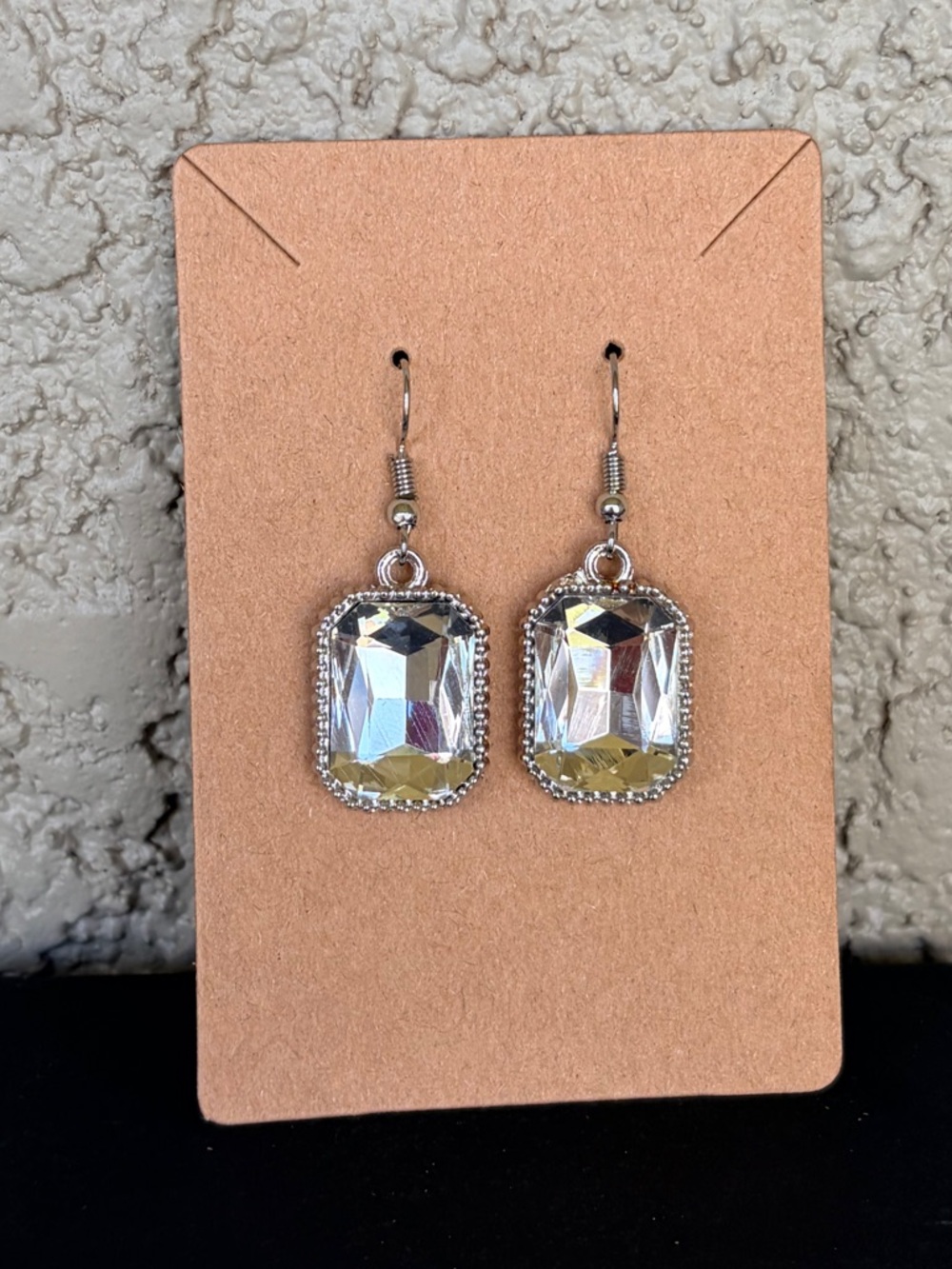 Sparkling Glass Crystal Drop Earrings - Clear/Silver